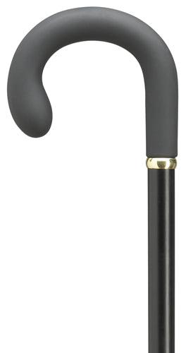 Soft Touch Crook Handle Walking Cane, black maple wood shaft 36" - Canes Galore