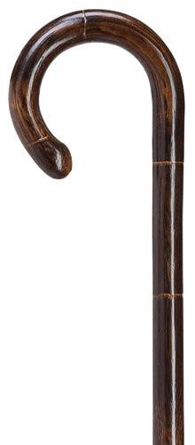 Solid Oak Scorched Crook Cane, w/out steps, Men's 36