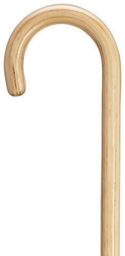 Natural round nose wood 1" crook, 36" - Canes Galore