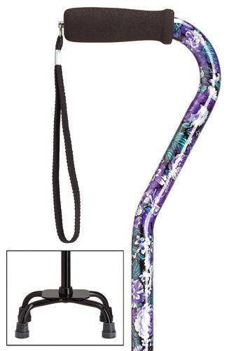 Purple Mauve Quad Walking Cane, small base, 30-39