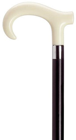 White Ivory Men's Derby Hook Walking Cane, black shaft 36