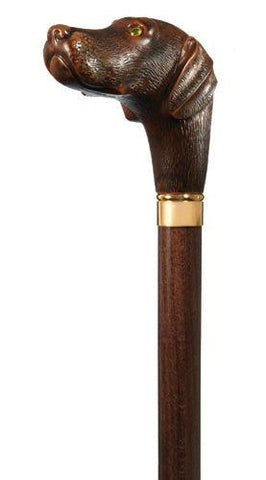 Brownie, Chocolate Labrador Dog, molded handle walking stick 36