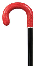 'ABBEY ROAD' Red Snake Calf Leather Crook Cane 36