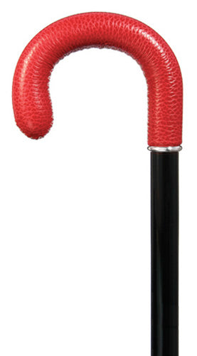 'ABBEY ROAD' Red Snake Calf Leather Crook Cane 36