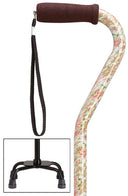 Pink Floral Quad Cane, Small base, 30-39