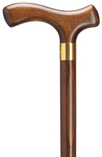 Men's Imported Fritz, Walnut, w/Brass collar, 36" - Canes Galore
