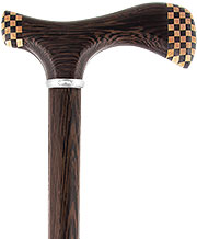 Unique Wenge wood Fritz Walking Cane with inlaid Checkered Handle - Canes Galore