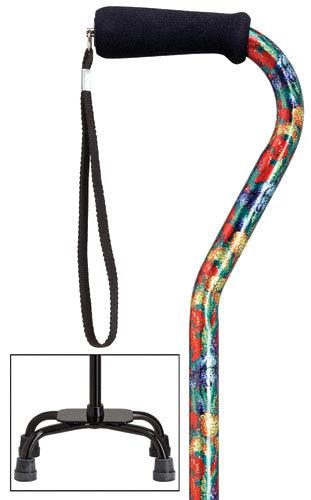 Summer Garden Quad Walking Cane, large base, 30-39" - Canes Galore