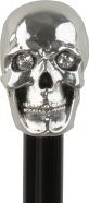 Skull Knob Walking Stick with SWAROVSKI CRYSTAL EYES on black beech shaft, 34" - Canes Galore