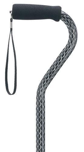 SCALLOP BLACK etched design Offset Adj Cane to 250 lbs, 30-39" - Canes Galore