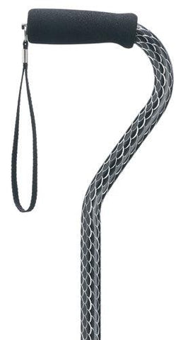 SCALLOP BLACK etched design Offset Adj Cane to 250 lbs, 30-39
