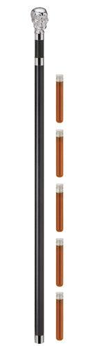 Flask Cane - Chrome SKULL handle 'Brandy Bottle' Cane, 5 flasks 36