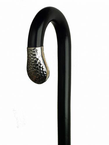 Alpacca Silver Hammered Cap Black Maple Crook 36" - Canes Galore