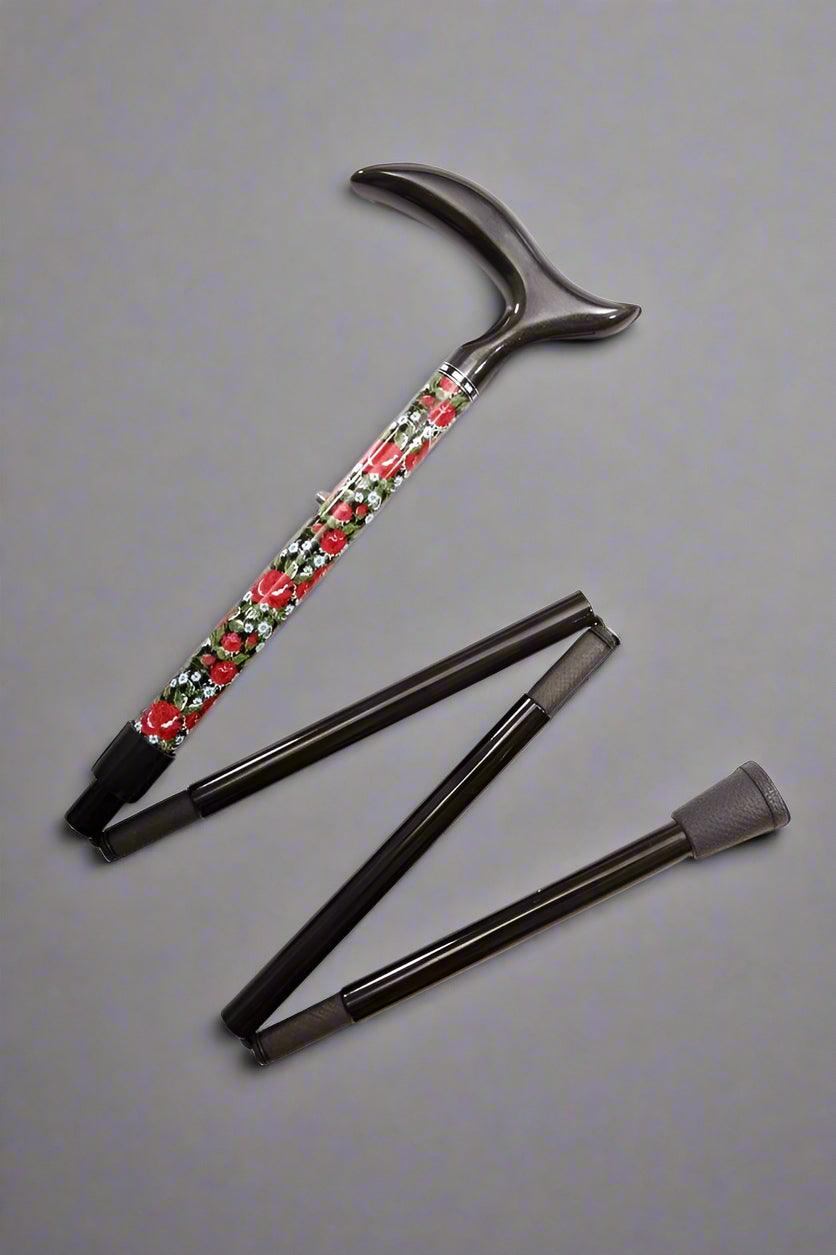 Ladies' Carbon Fiber Folding Walking Cane - NuFritz Rose Garden - Canes Galore