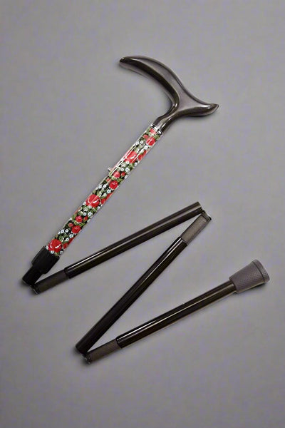 Ladies' Carbon Fiber Folding Walking Cane  - NuFritz Rose Garden