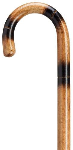 Stepped & Scorched 1" Crook, Applewood Walking Cane 36" - Canes Galore