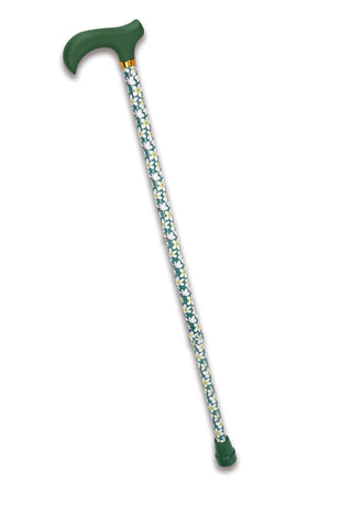 Green Frangipani Adjustable Aluminum Cane 30.5-39.5