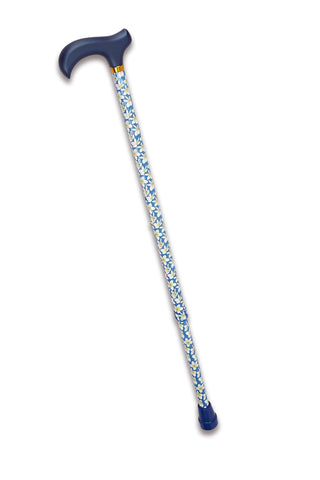 BLUE FRANGIPANI | Adjustable Aluminum Walking Cane | 30.5 - 39.5