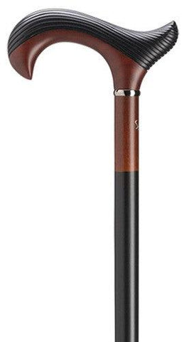 Ergonomic Hand Carved Walking Cane | Styrated Derby | Burgundy Finish | 36