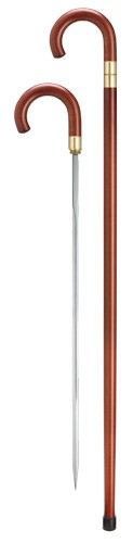 Hidden Sword - Crook Steel Sword Walking Cane in Burgundy, or Black Finish