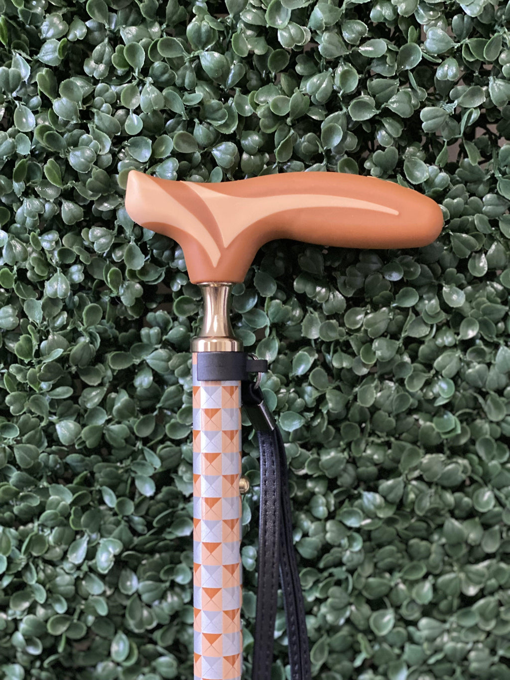 Tan/Grey Over Molded Comfort Handle Adjustable Folding Cane - Canes Galore