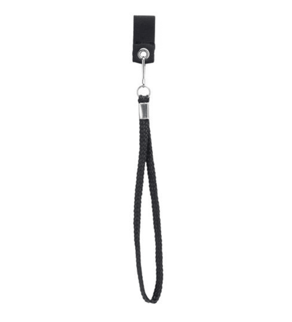 Genuine Black Leather Braided Wrist Strap with Snap
