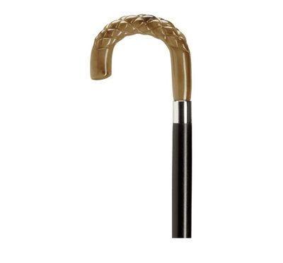 Men's Crook with Diamond Carving Walking Cane, Horn 36