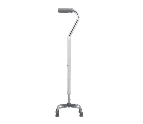 Offset Chrome Quad Walking Cane, small chrome base, 31-37