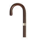 Gold Plated Band Crook Handle Walking Cane Rosewood