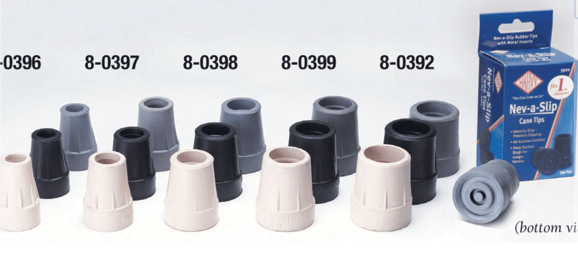 Black/Grey Nev-a-slip Smooth Standard Rubber Tip for Walking Canes