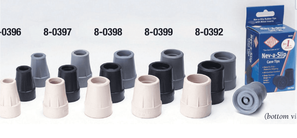 Black/Grey Nev-a-slip Smooth Standard Rubber Tip for Walking Canes - Canes Galore