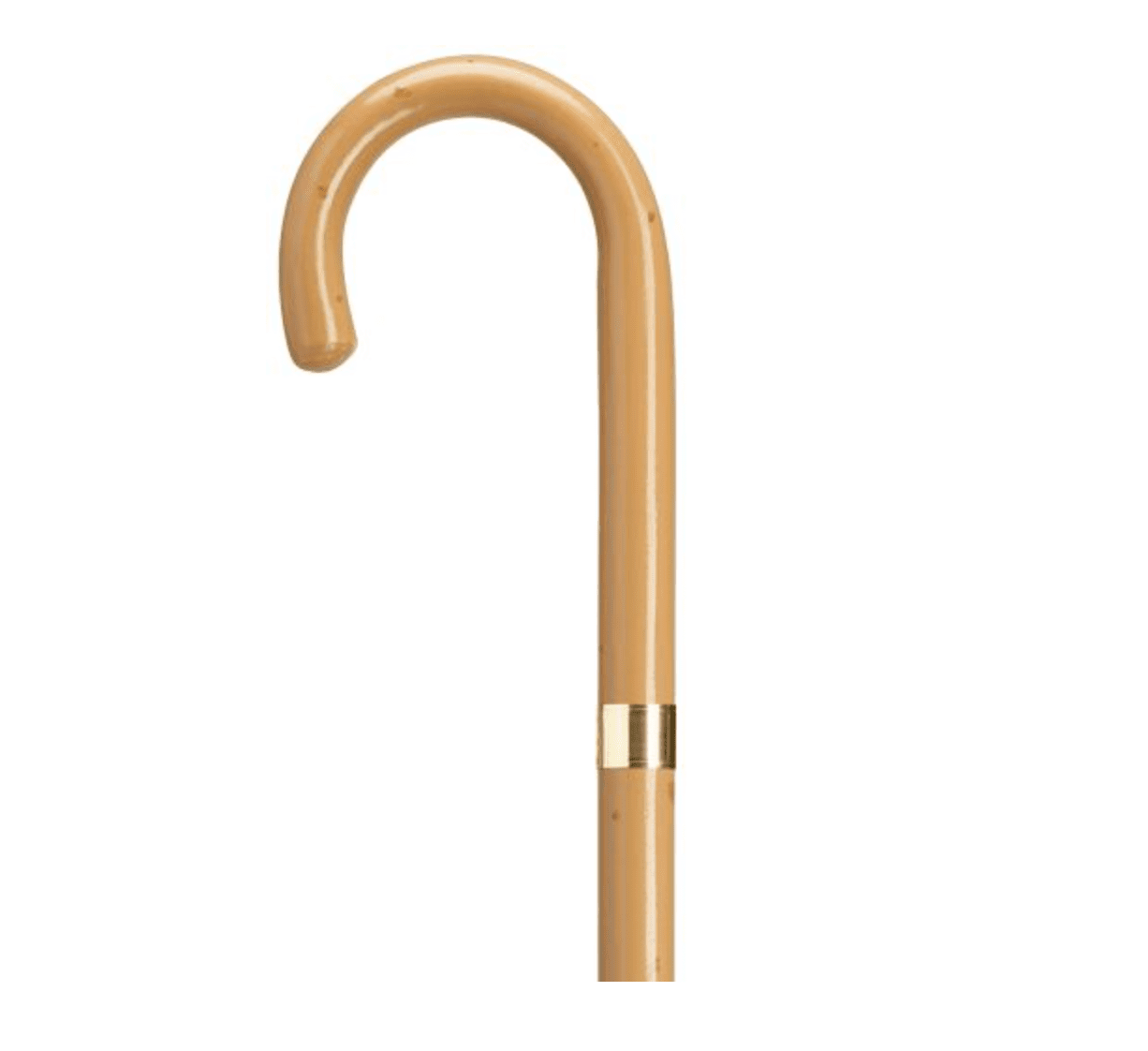 Gold Plated Band Crook Handle Canes Malacca