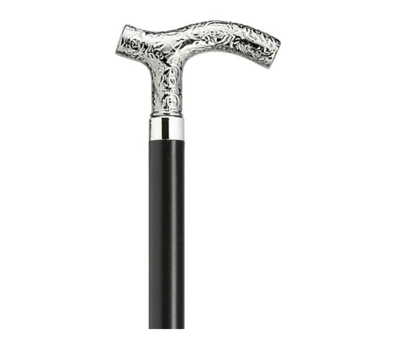 Ladies Embossed Fritz Walking Cane Silver-Tone - Canes Galore