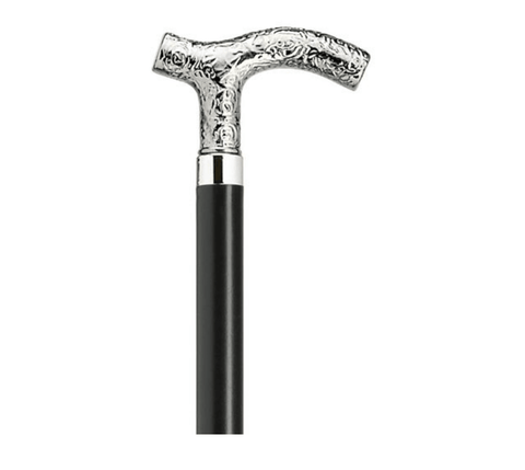 Ladies Embossed Fritz Walking Cane Silver-Tone