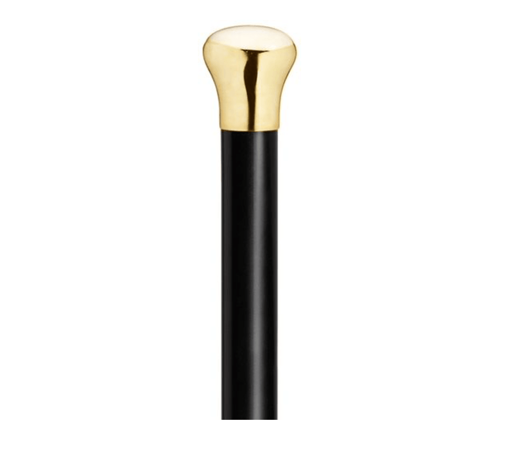 14 kt Solid Gold Cap Straight Walking Stick, Genuine Ebony Wood Shaft - Canes Galore
