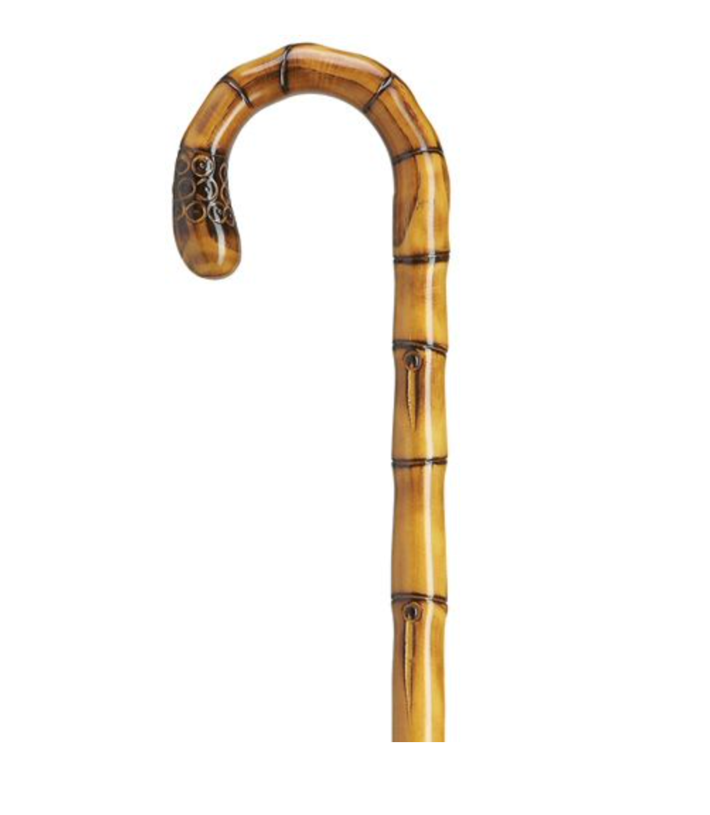 Carved Bulb Nose on Maple, Whangee finish Men's Crook 36