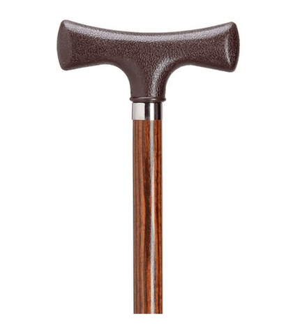 'T' Nylon Handle on Brown hardwood walking cane, men's 36