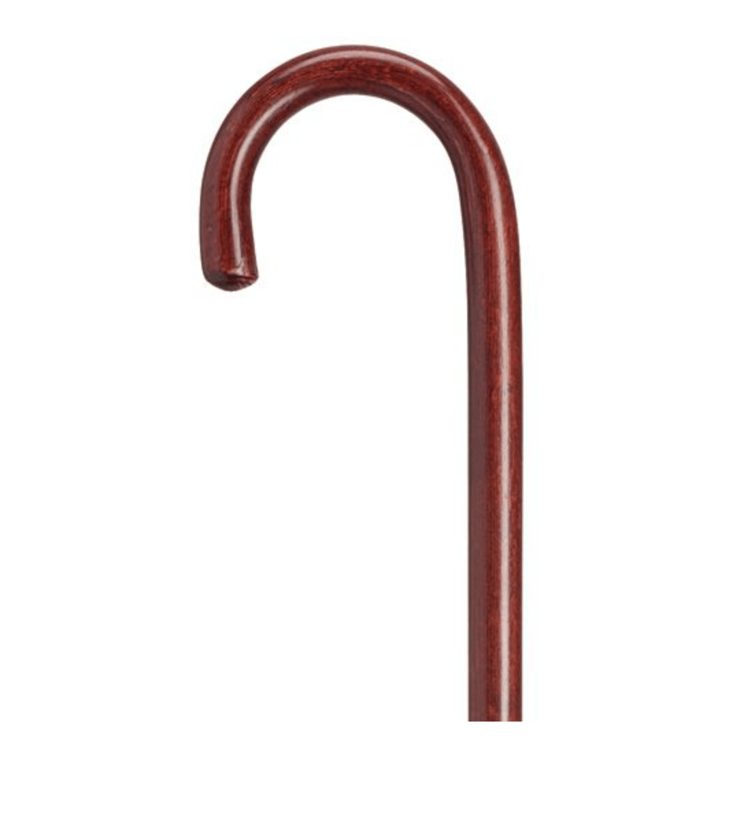 1" Extra Long 42" Hospital Round Nose Crook Walking Cane in 4 Finishes - Canes Galore