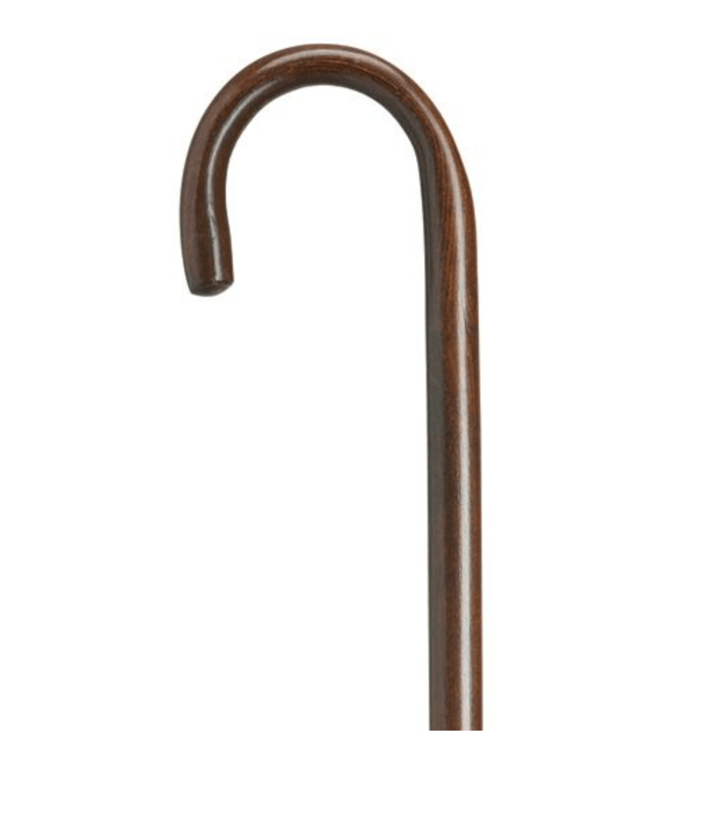 1" Extra Long 42" Hospital Round Nose Crook Walking Cane in 4 Finishes - Canes Galore