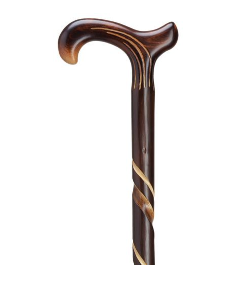 Artistic Spiral Carved Chestnut Derby XTall, wide handle, 42