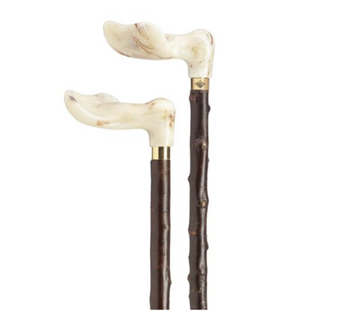 Marbled Palm Grip Walking Cane, genuine BLACKTHORN shaft, LEFT hand 36.5