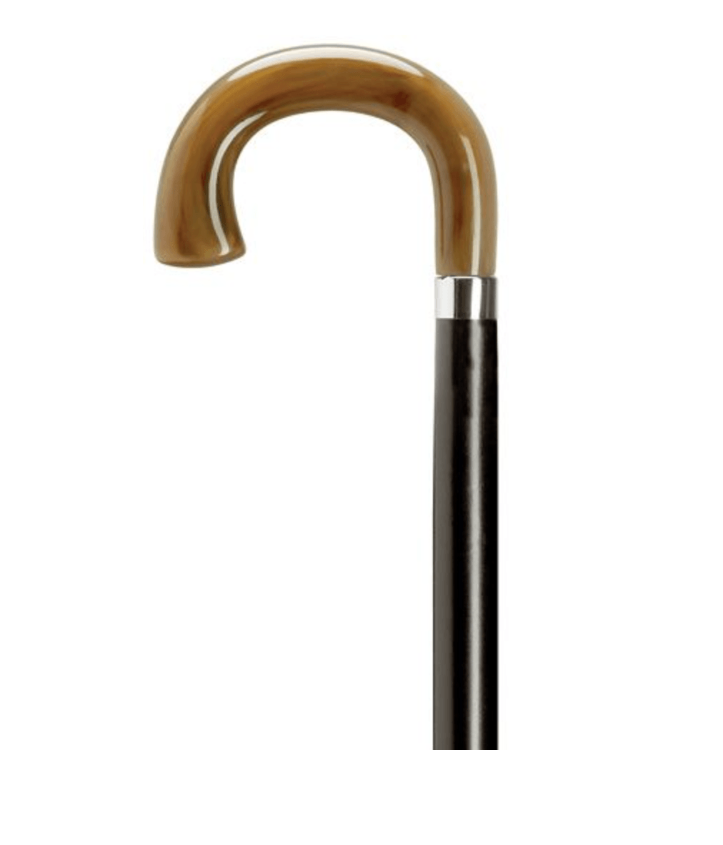 Horn Crook Handle with Square Nose Walking Cane - Canes Galore