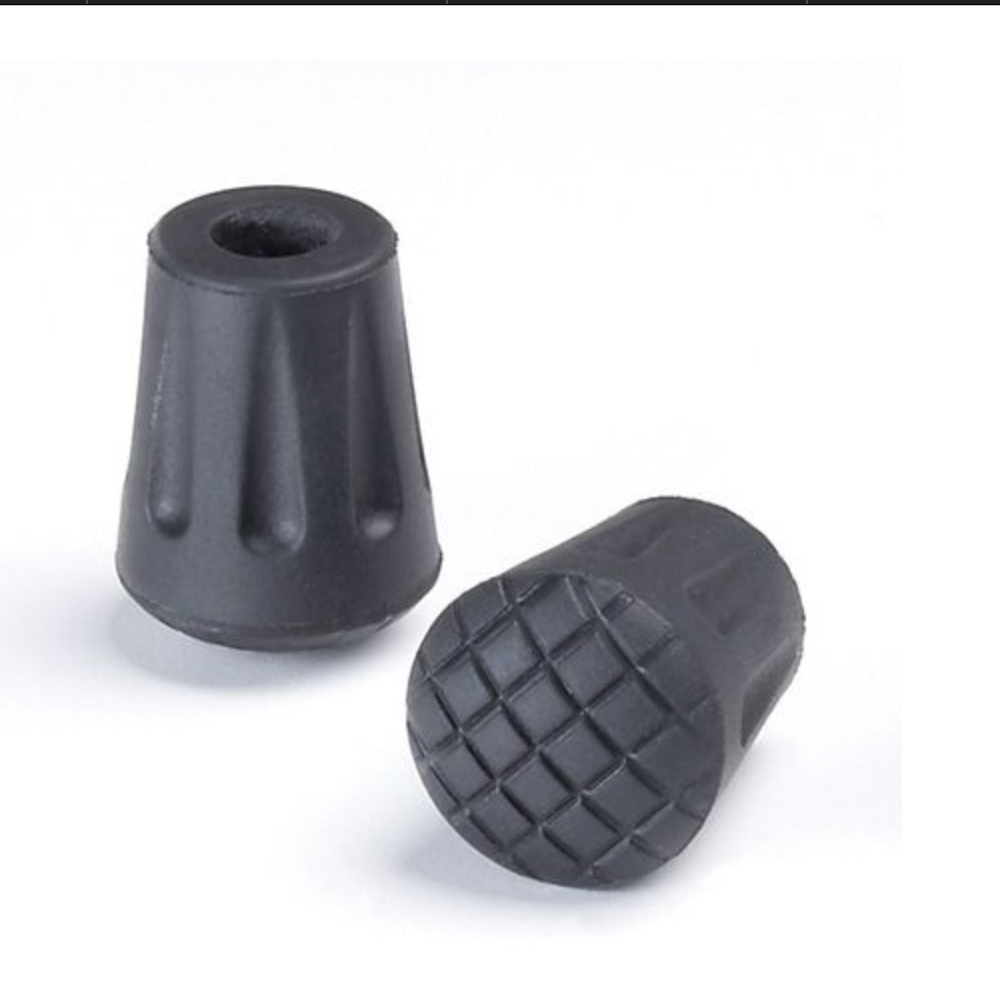 PAIR - Round bottom Rubber tip for Metal Spikes, Hiker - black (3/8