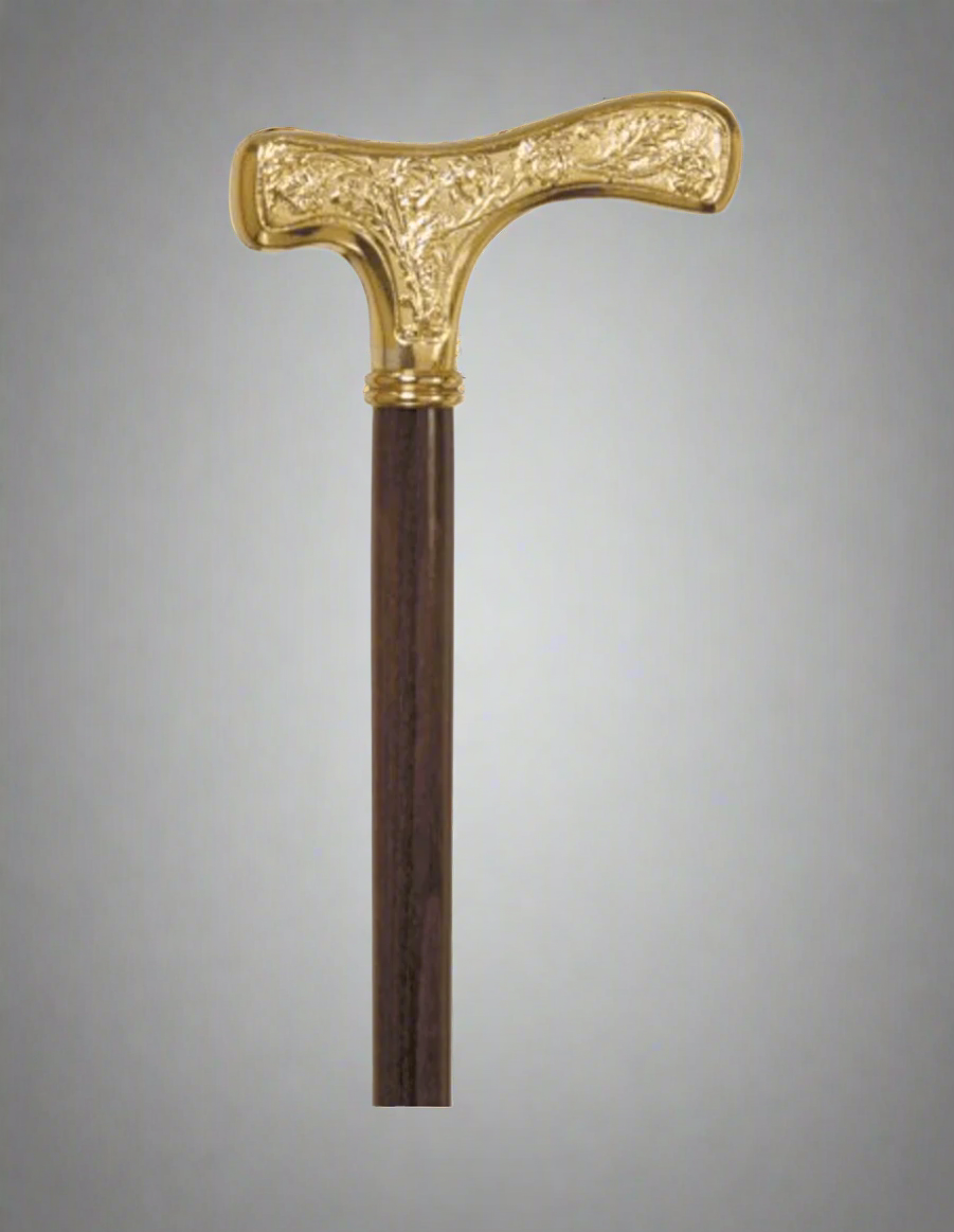 Balmoral Fritz Walking Cane | 18k Gold vermeil over 925 silver | 36" wood shaft - Canes Galore