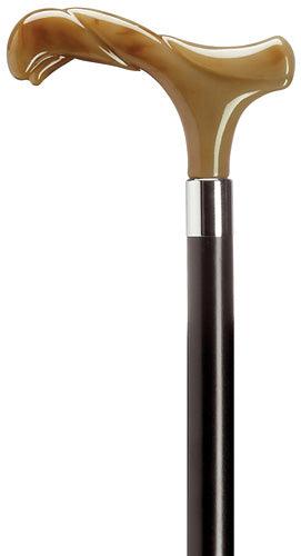 Unisex Rope Derby Walking Cane, Horn on Black Wood Shaft 36" - Canes Galore