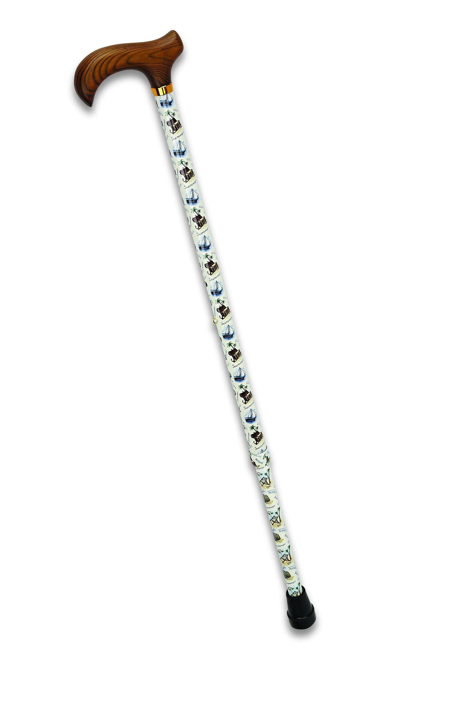TIME TRAVELER aluminum straight adj WOOD handle 30.5-39.5" - Canes Galore