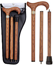 Beautiful Genuine Oak 3 Piece Wood Walking Cane - Canes Galore