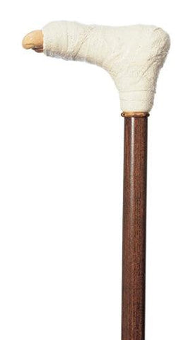 BROKEN FOOT CAST WALKING CANE, hand painted, brown shaft 36