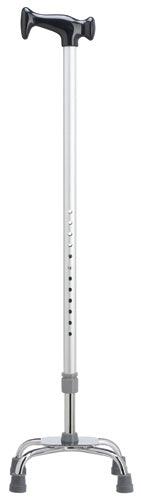 'J' type Escort Handle Quad Cane, small base, 31-37" - Canes Galore