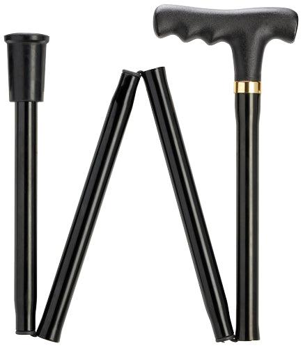 Black "T" handle NON-ADJUSTABLE folding walking cane - Canes Galore